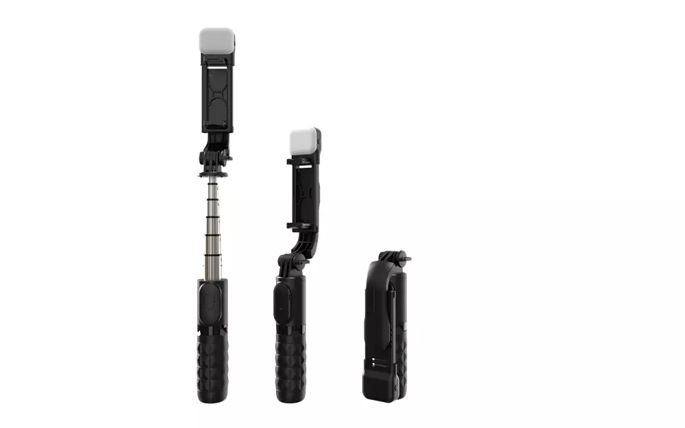 Devia - Multi Function Portable Bluetooth Selfie Stick, Tripod & Light Bar - Black