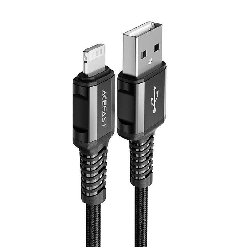 Acefast - 1.2m (2.4A) USB to MFI Lightning Braided Cable - Black