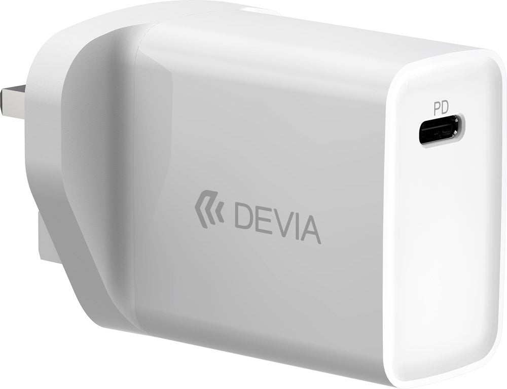 Devia - 20W USB-C Power Delivery 3-Pin UK Charging Plug - White