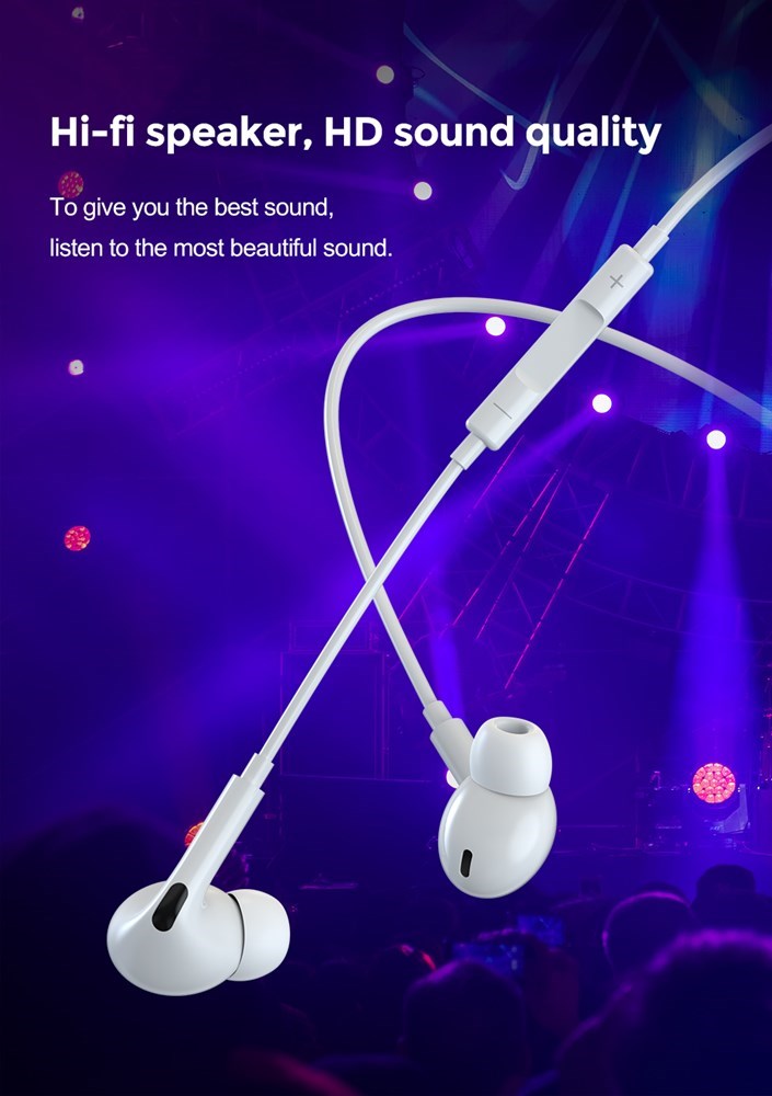 Devia - 3.5mm In Earphones with Microphone & Volume Control - White
