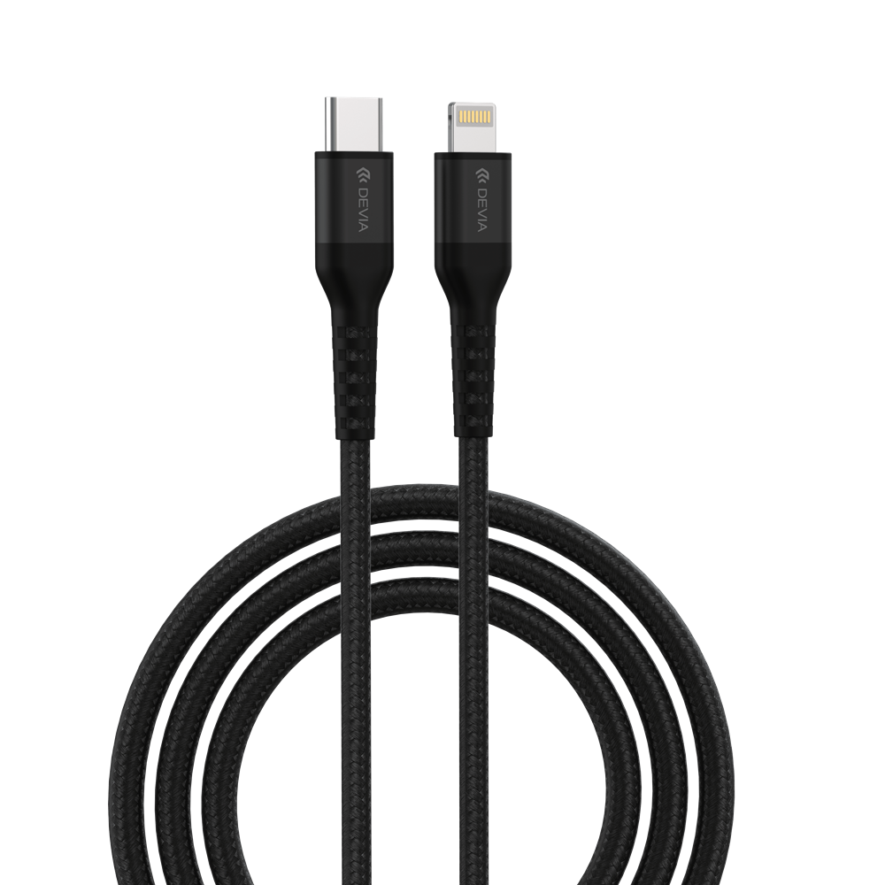 Devia - 1.5m (3A) Mesh Armour Type C to Non-MFi Lightning Cable - Black