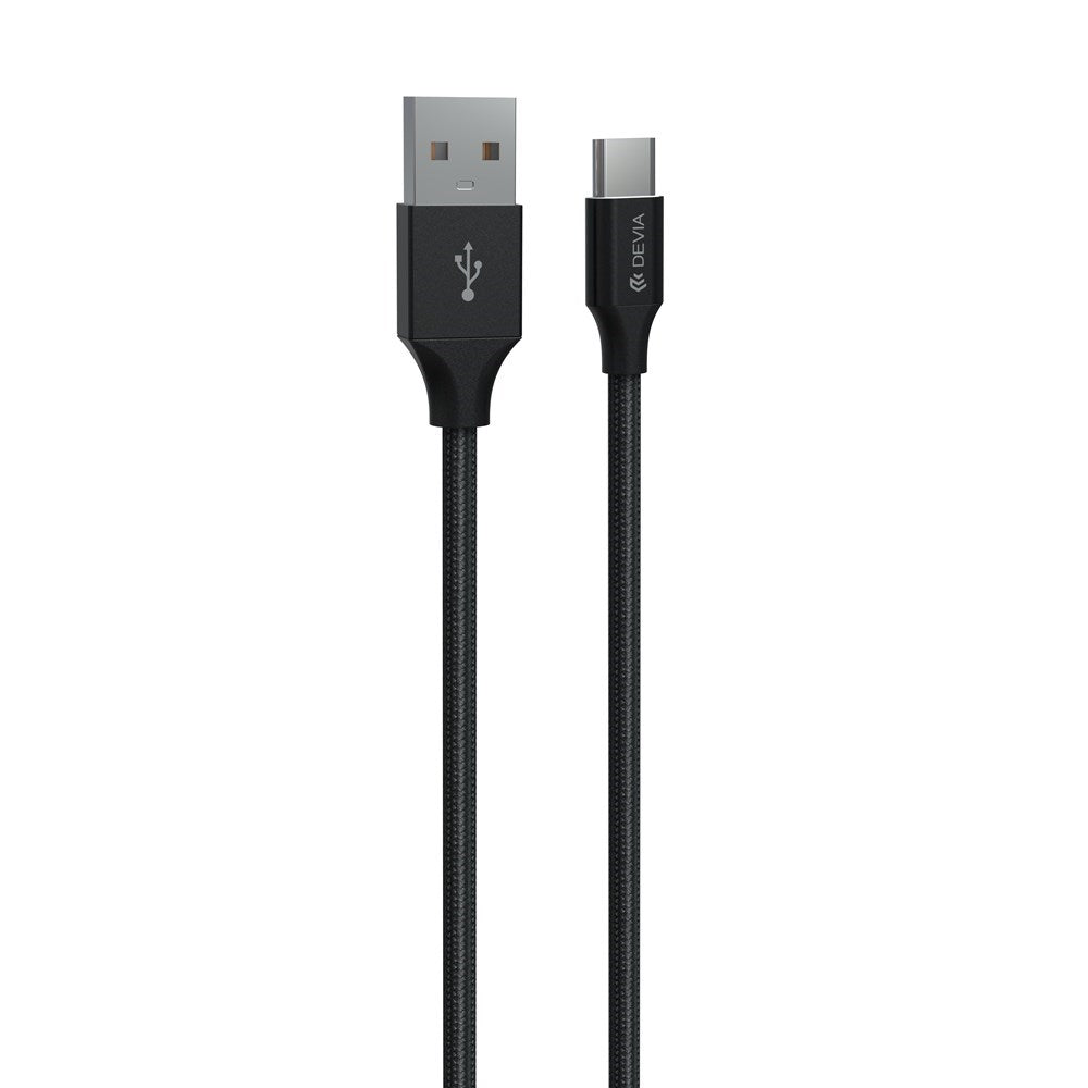 Devia - 1m (2.4A) Mesh Armour USB to Type C Cable - Black