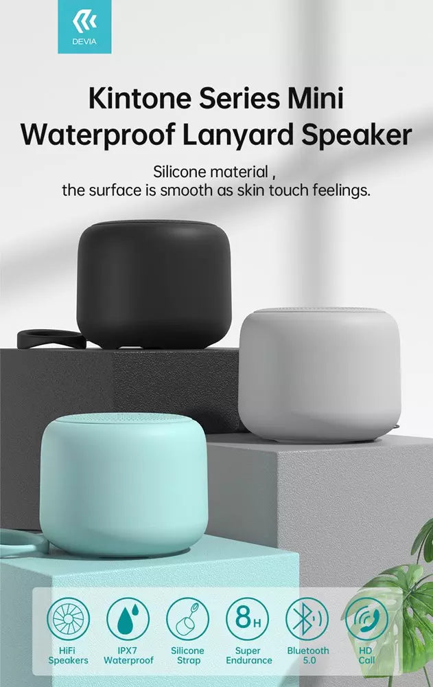 Devia - 5W Mini Lanyard Waterproof IPX7 Bluetooth Wireless Speaker - Black