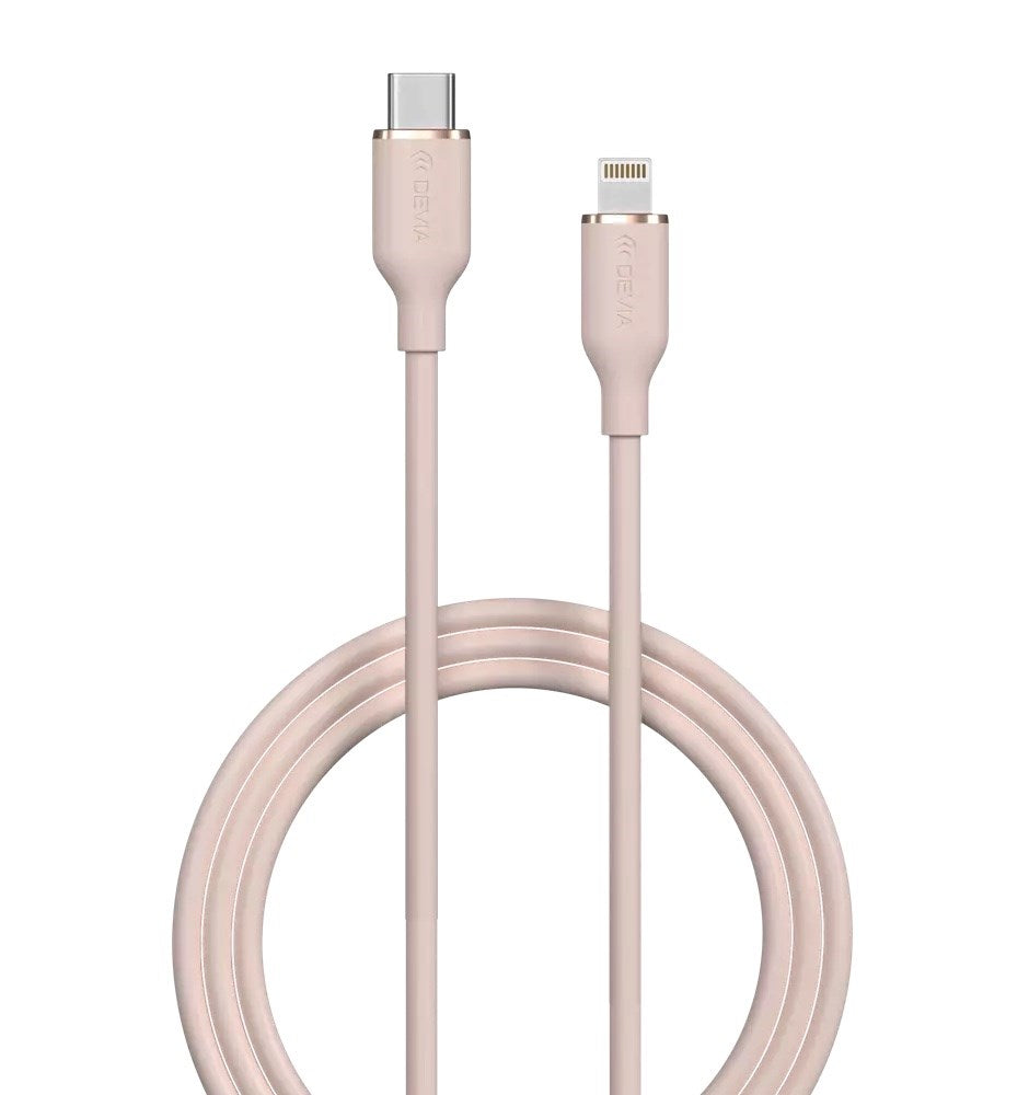 Devia - 1.2m (3A) Type C to Non-MFI Lightning Silicone Cable - Pink