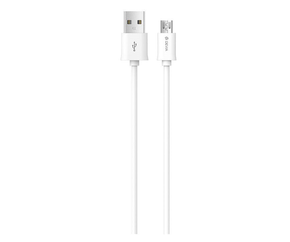 Devia - 2m (2.1A) USB to MicroUSB Cable - White