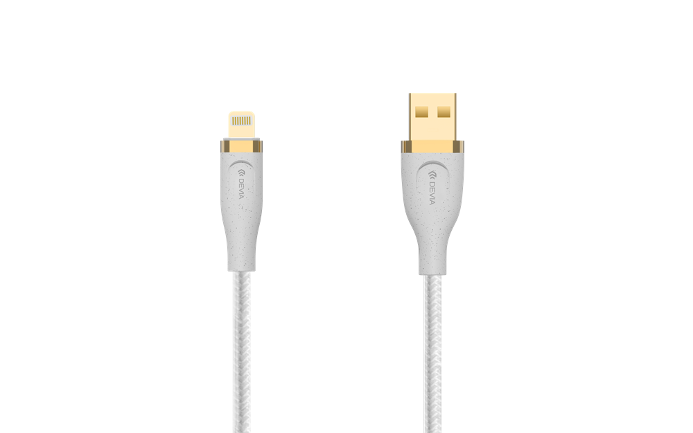 Devia - 1.5m (2.4A) Woven Gold Plated USB to Non-MFI Lightning Cable - White