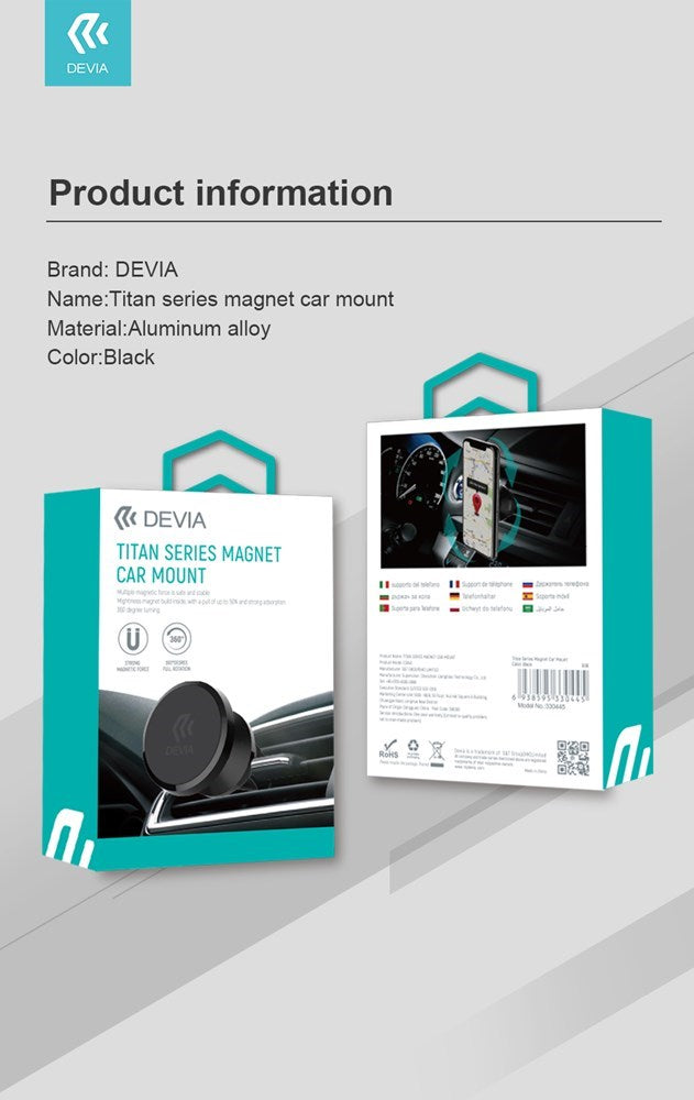 Devia - Magnetic Plate Air Vent Car Holder - Black