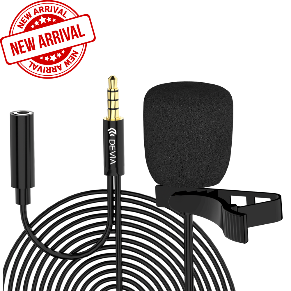 Devia - 1.5m Wired Microphone & Collar Clip for 3.5mm Devices - Black