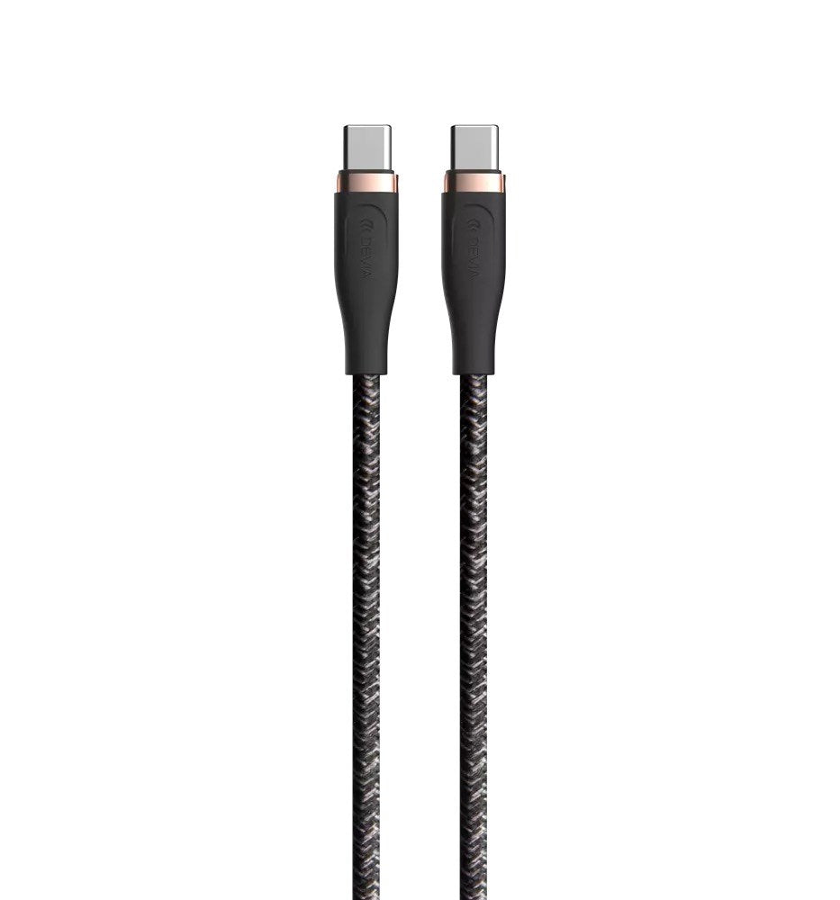 Devia - 1.5m (60W) Power Delivery Woven Gold Plated Type C to Type C Cable - Black