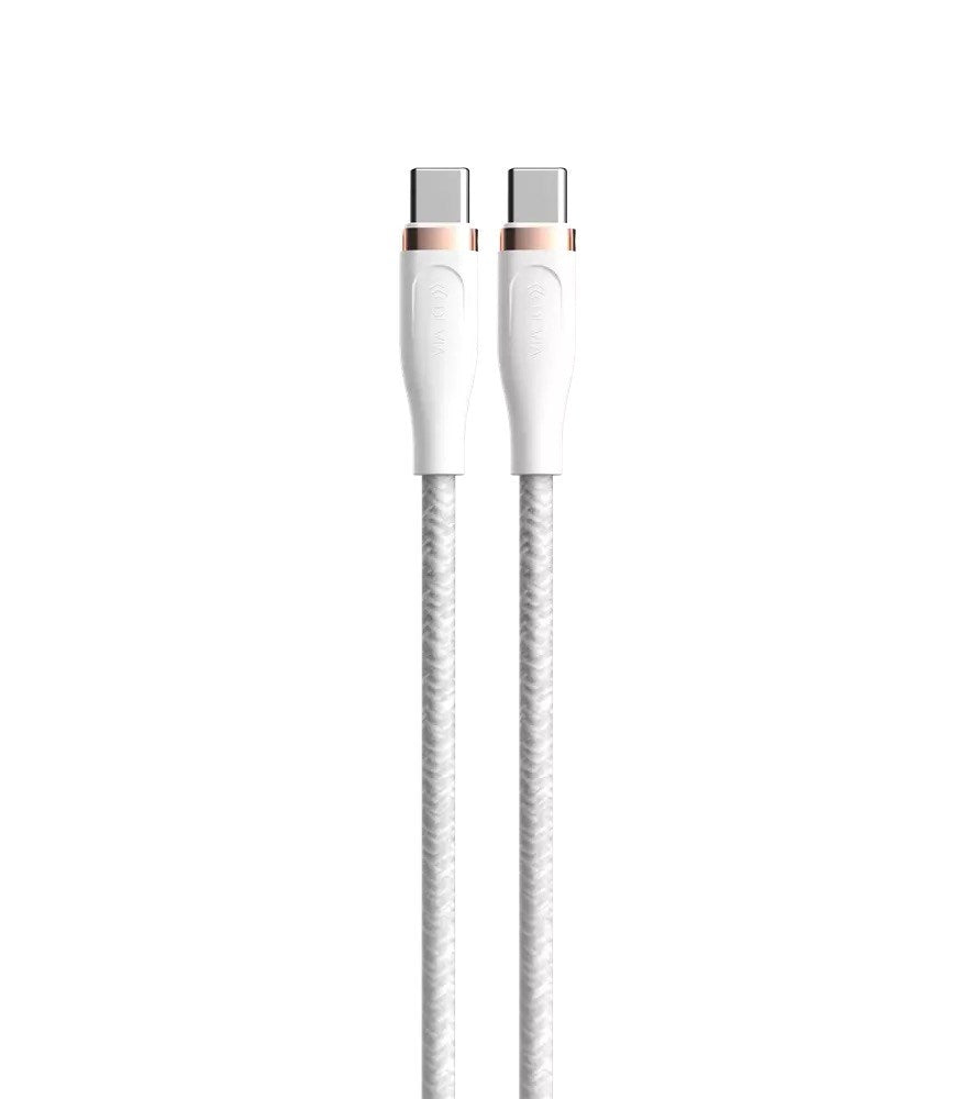 Devia - 1.5m (60W) Power Delivery Woven Gold Plated Type C to Type C Cable - White