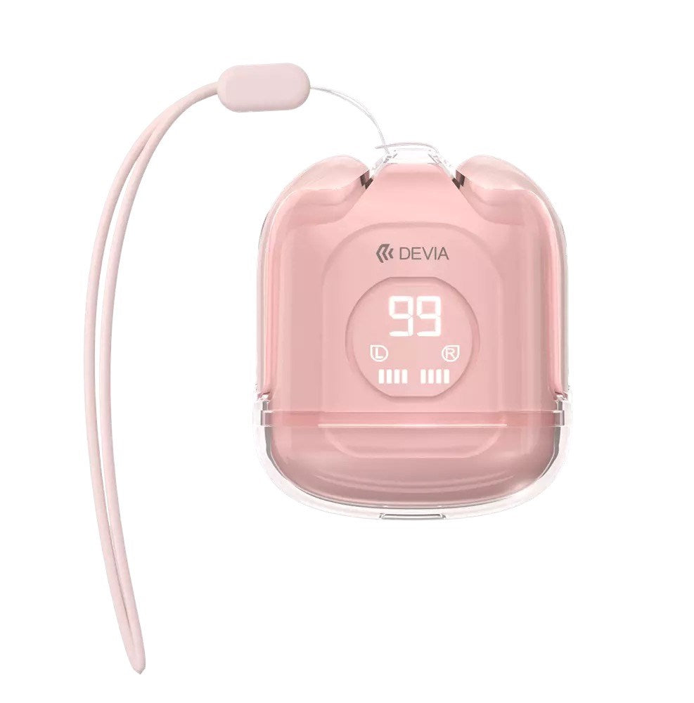 Devia - TWS-M6 - True Wireless Earbuds, Charging Case & Lanyard - Pink