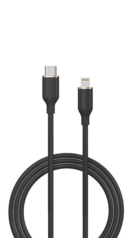 Devia - 1.2m (3A) Type C to Non-MFI Lightning Silicone Cable - Black