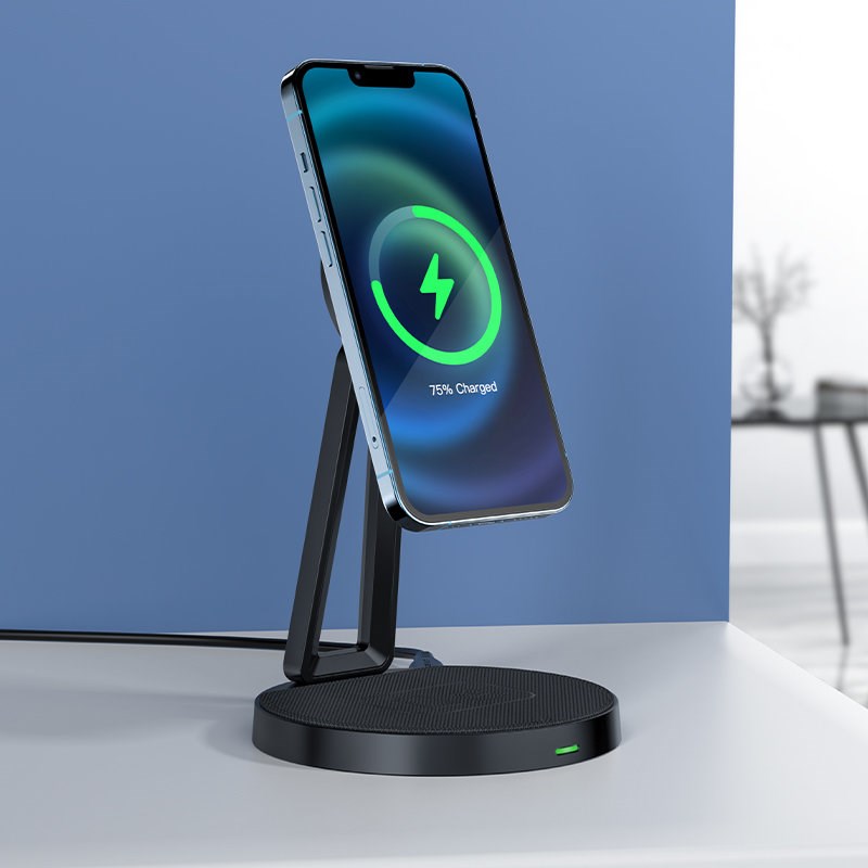 Acefast Qi Wireless Charger 15W for iPhone (with MagSafe) and Apple AirPods Stand Holder Magnetic Holder Black