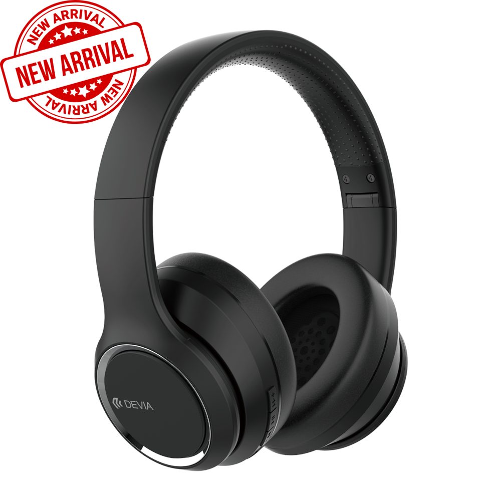 Devia - Kintone Foldable On-Ear Wireless HD Headphones - Black