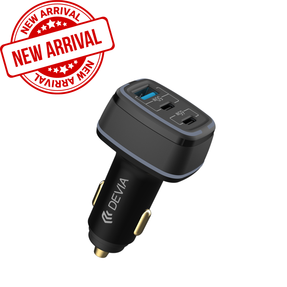 Devia - 115W (65w, 50w) Power Delivery Dual USB-C USB Port Car Adapter - Black