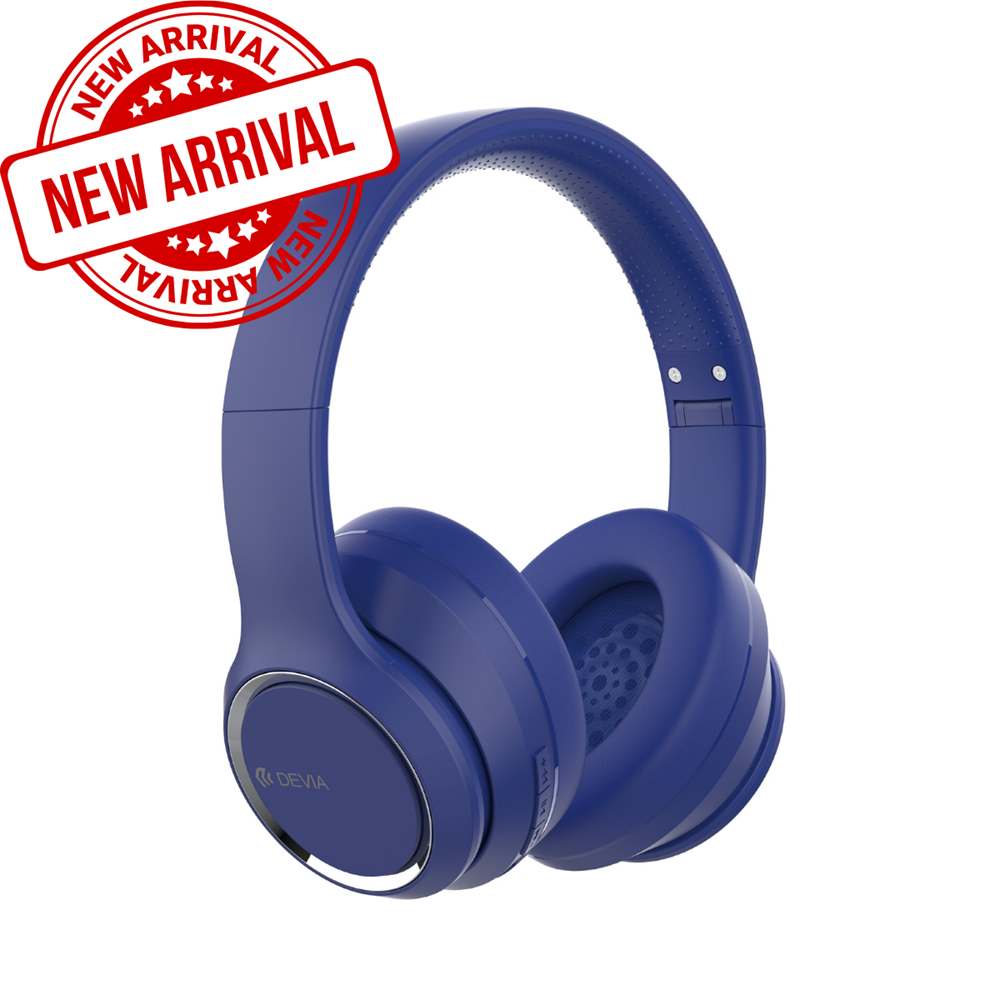 Devia - Kintone Foldable On-Ear Wireless HD Headphones - Blue